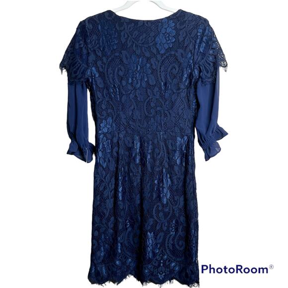 Tadashi Shoji Navy Blue Lace Sheath Dress Size 8 NWT Long sleeved - Picture 5 of 8